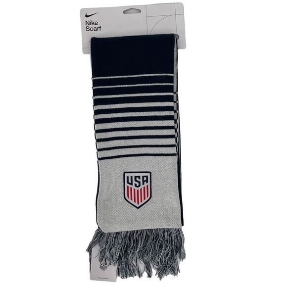 Nike USA Local Verbiage Scarf USMS Knit Fringe Blue White Unisex One Size - Picture 3 of 12